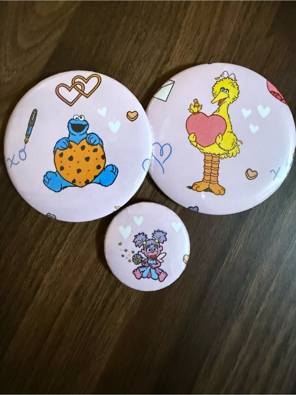 Kids Pink Sesame Street Character Button Set